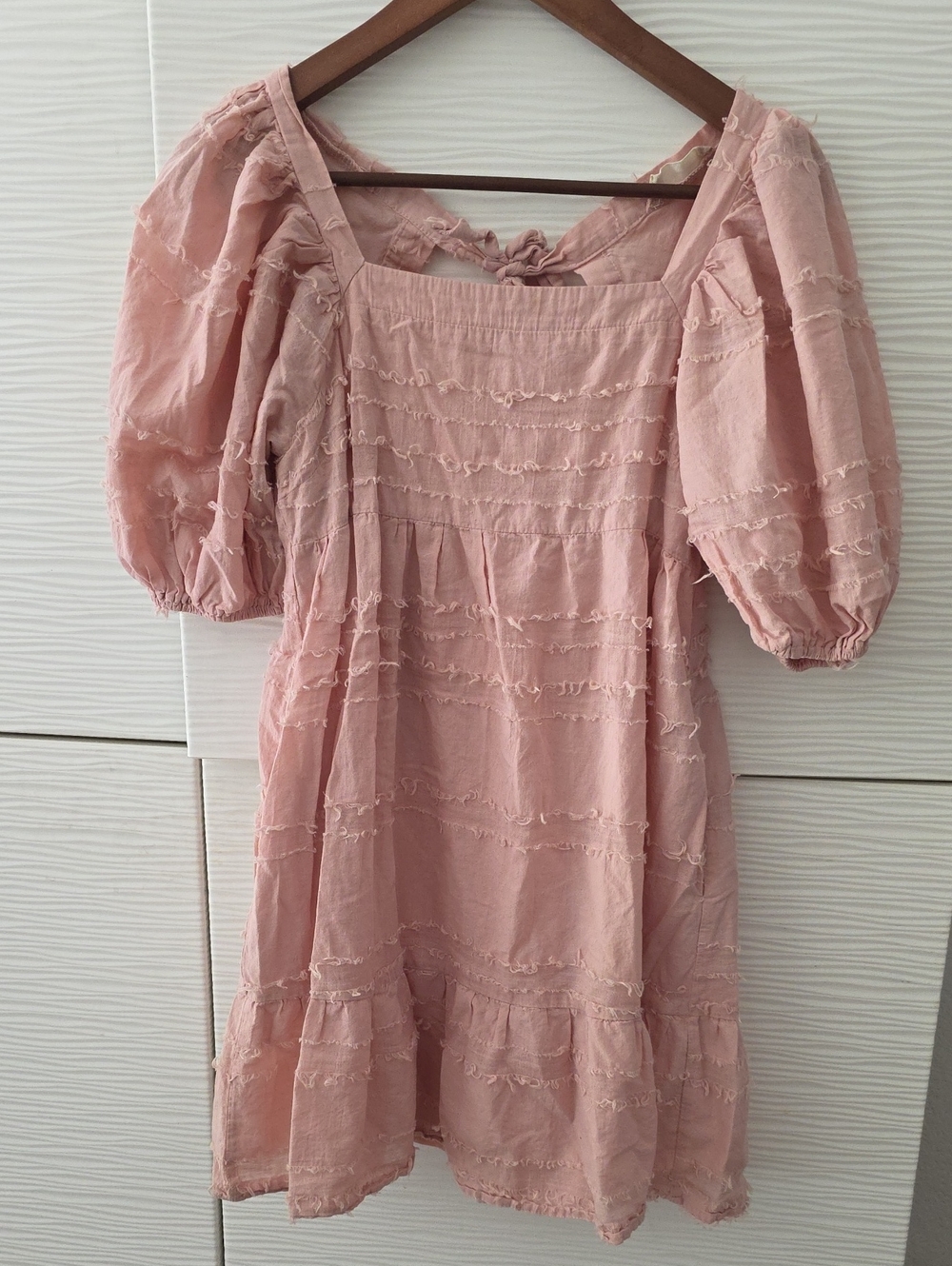 Altar'd State Blush Pink Square-Neck Puff Sleeve Mini Dress